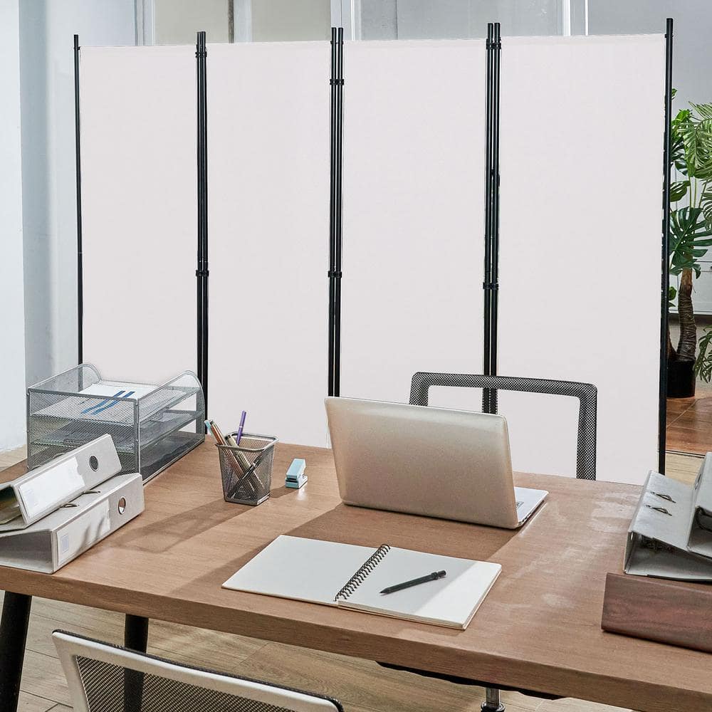 SKYSHALO Room Divider, 5.6 ft. (88 in. x 67.5 in.���Room Dividers and Folding Privacy Screens (4-Panel), White