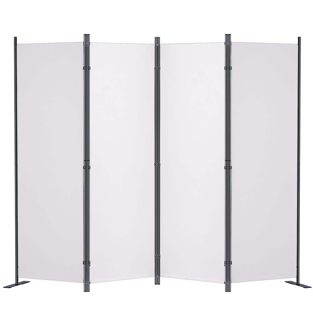 SKYSHALO Room Divider, 5.6 ft. (88 in. x 67.5 in.���Room Dividers and Folding Privacy Screens (4-Panel), White