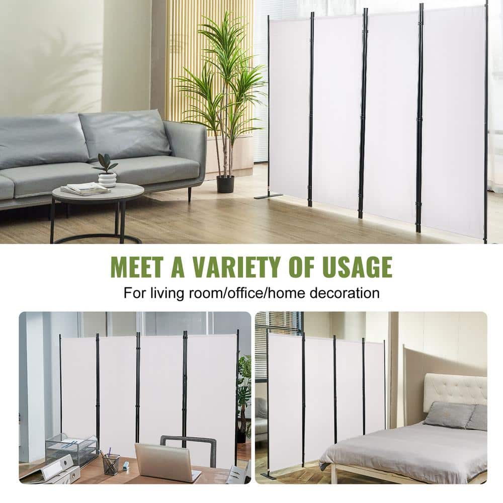 SKYSHALO Room Divider, 5.6 ft. (88 in. x 67.5 in.���Room Dividers and Folding Privacy Screens (4-Panel), White
