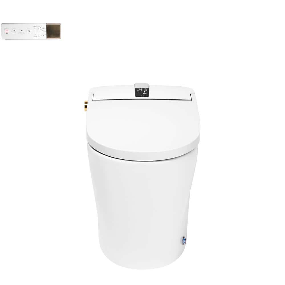 Staykiwi Elongated Bidet Toilet 1.28 GPF in White with Adjustable Sprayer Settings, Deodorizing, Soft Close
