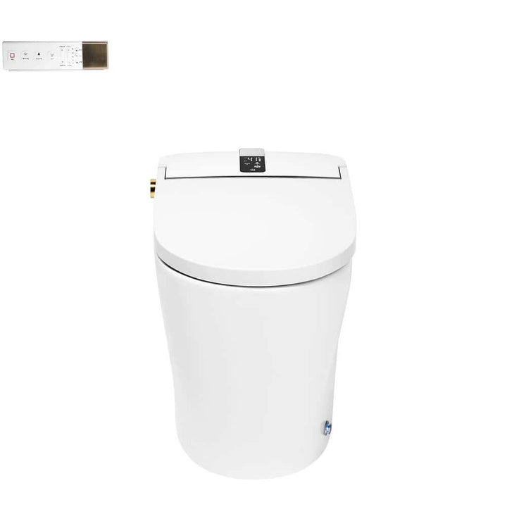 Staykiwi Elongated Bidet Toilet 1.28 GPF in White with Adjustable Sprayer Settings, Deodorizing, Soft Close