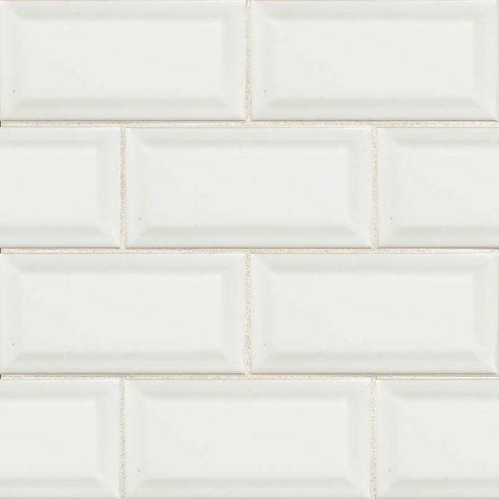 MSI Beveled 3 in. x 6 in. Glossy Ceramic White Subway Tile (1 sq. ft. / case)