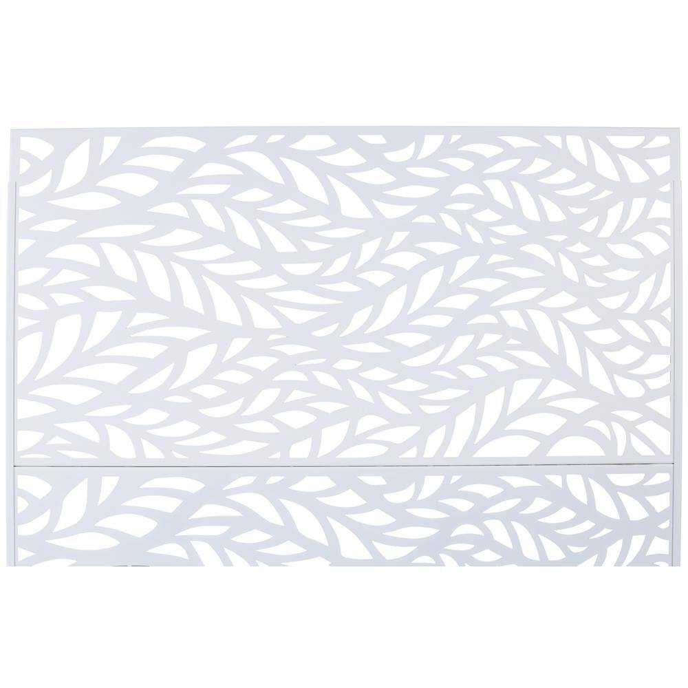 Sudzendf 76" H x 48" W White Outdoor & Indoor Metal Privacy Screen,Freestanding Decorative Privacy Screen for Deck Balcony Patio
