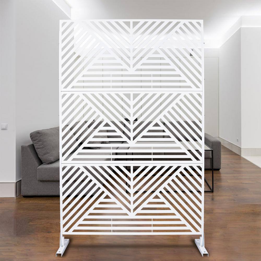 Sudzendf White Outdoor Indoor Privacy Screen Metal Freestanding Decorative Screen for Deck Balcony Patio, Privacy Fence Panels