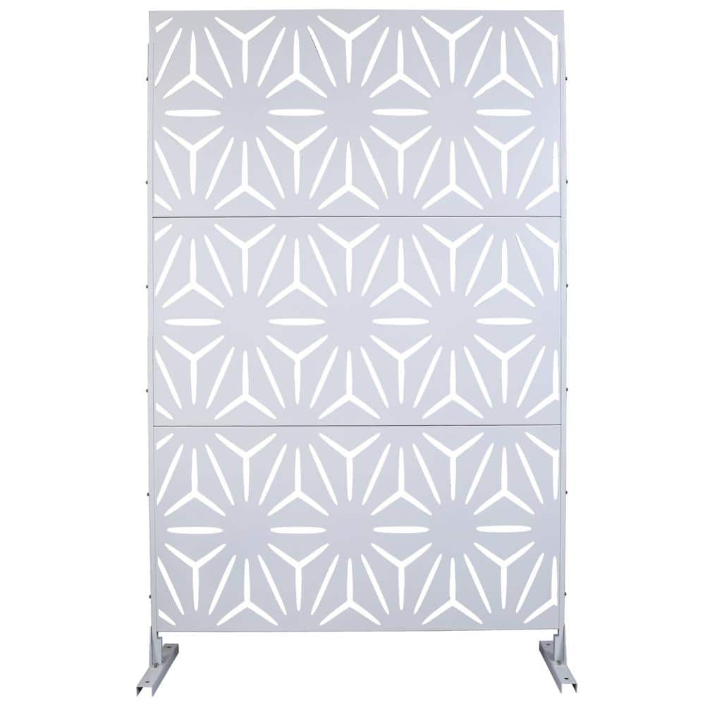 Sudzendf Outdoor and Indoor Freestanding Decorative Privacy Screen Metal Privacy Screen, Fence Panels in White