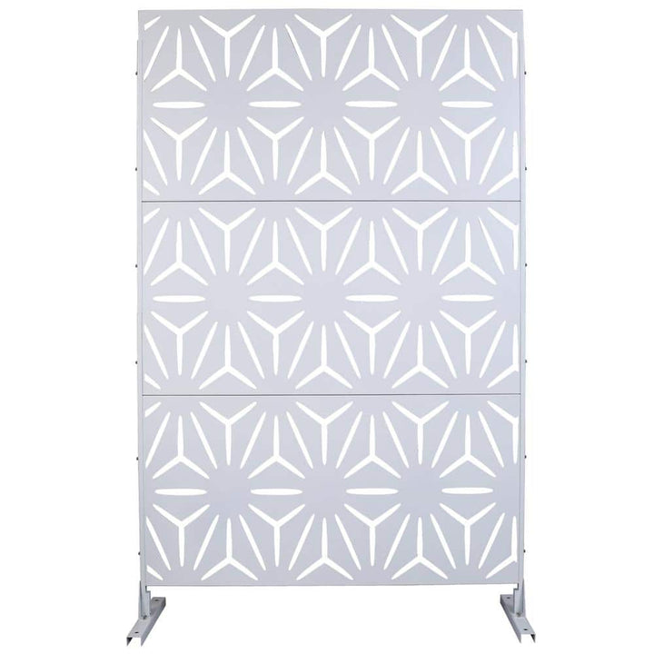 Sudzendf Outdoor and Indoor Freestanding Decorative Privacy Screen Metal Privacy Screen, Fence Panels in White