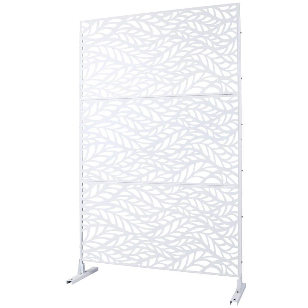 Sudzendf Outdoor and Indoor Freestanding Decorative Privacy Screen Metal Privacy Screen, Fence Panels in White