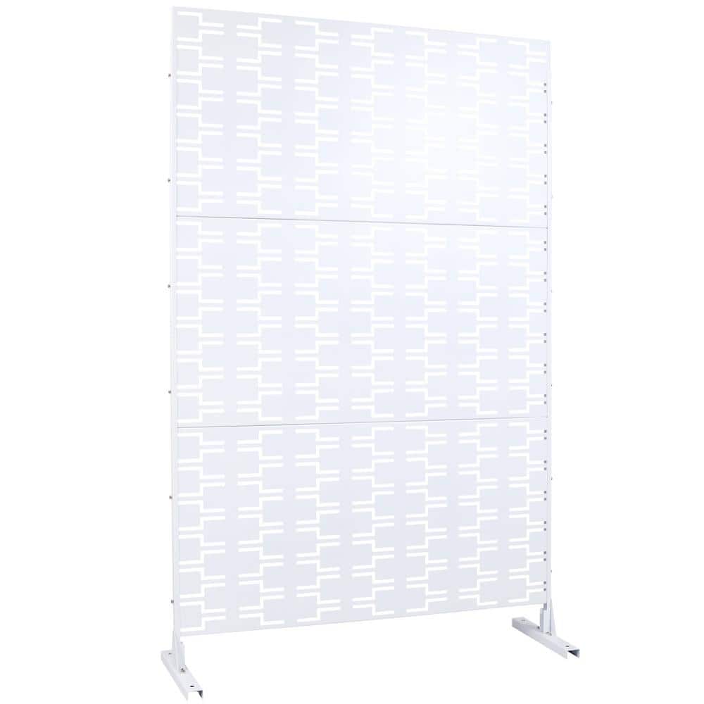Sudzendf Outdoor and Indoor Freestanding Decorative Privacy Screen Metal Privacy Screen, Fence Panels in White
