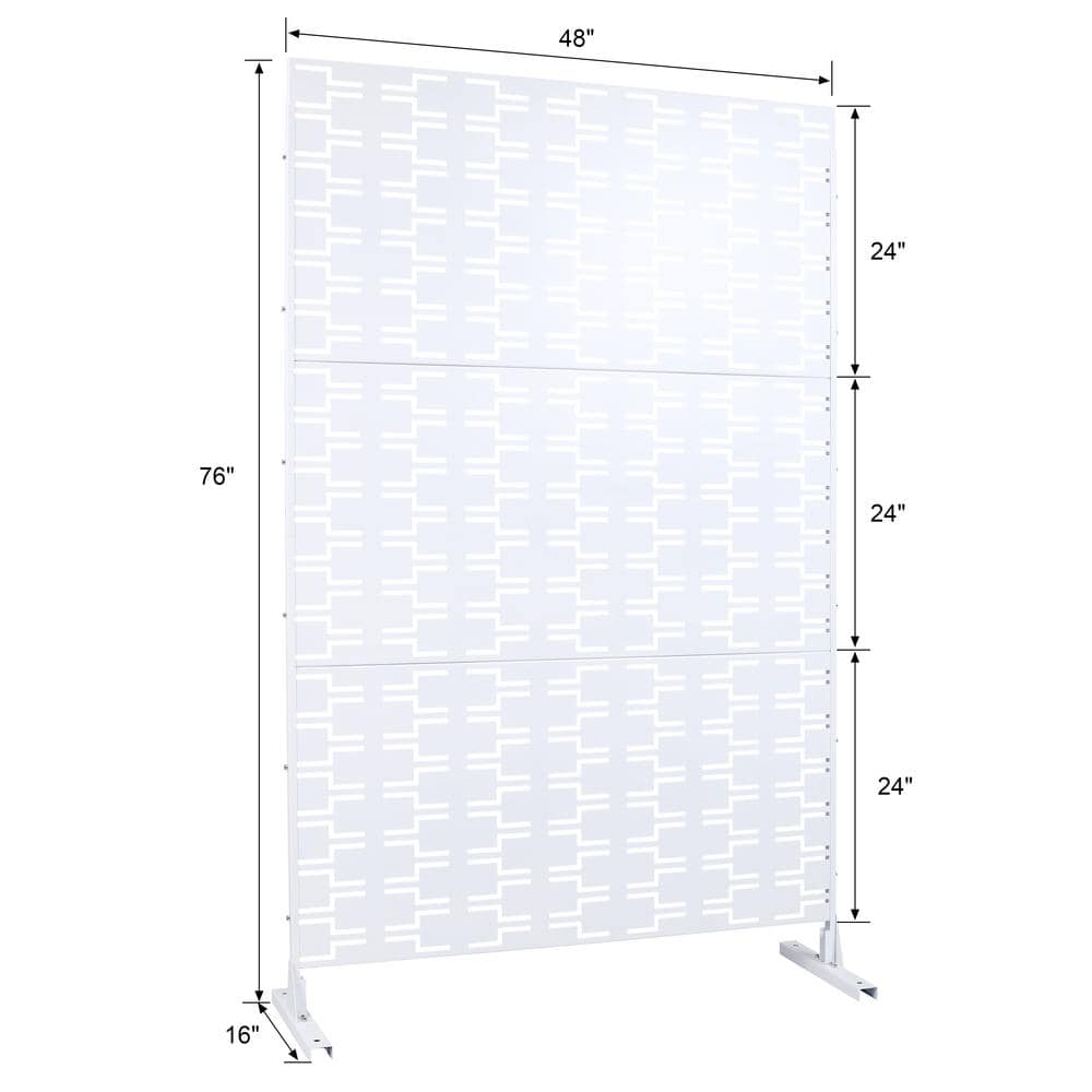 Sudzendf Outdoor and Indoor Freestanding Decorative Privacy Screen Metal Privacy Screen, Fence Panels in White