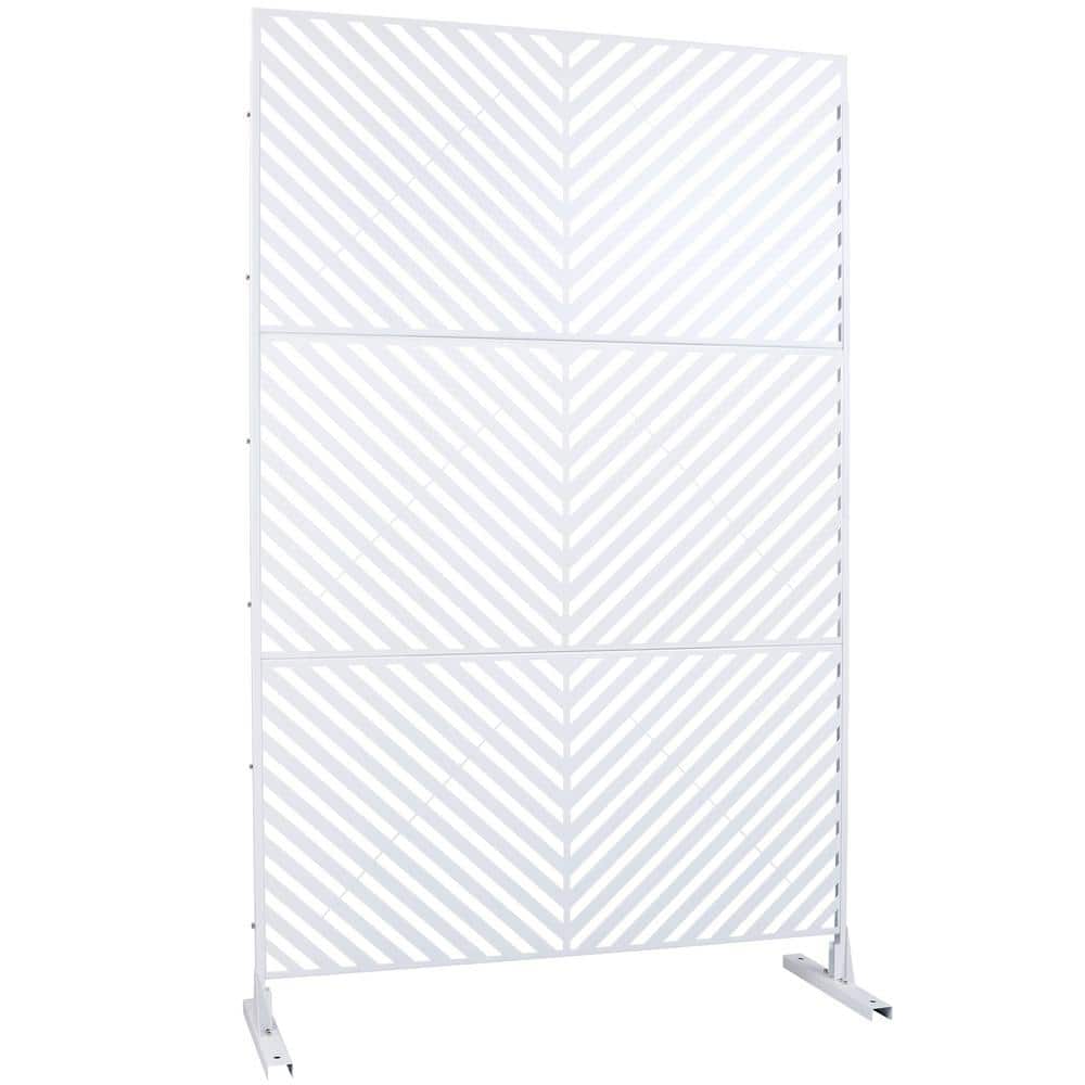 Sudzendf Outdoor and Indoor Freestanding Decorative Privacy Screen Metal Privacy Screen, Fence Panels in White