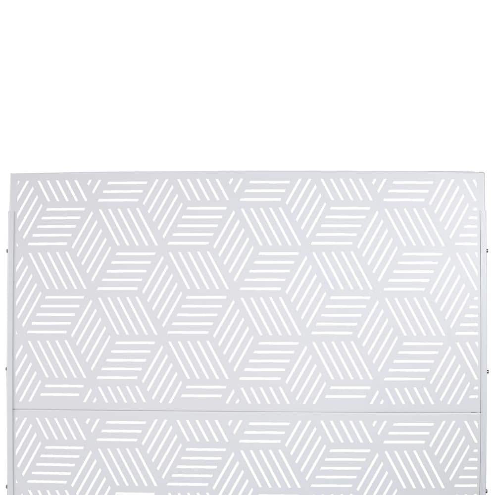 Sudzendf Outdoor and Indoor Freestanding Decorative Privacy Screen Metal Privacy Screen, Fence Panels in White