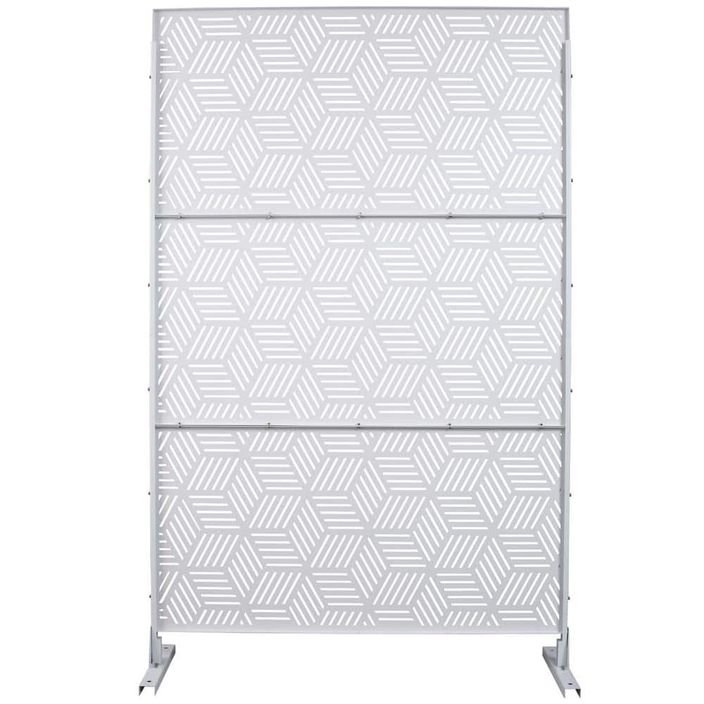 Sudzendf Outdoor and Indoor Freestanding Decorative Privacy Screen Metal Privacy Screen, Fence Panels in White