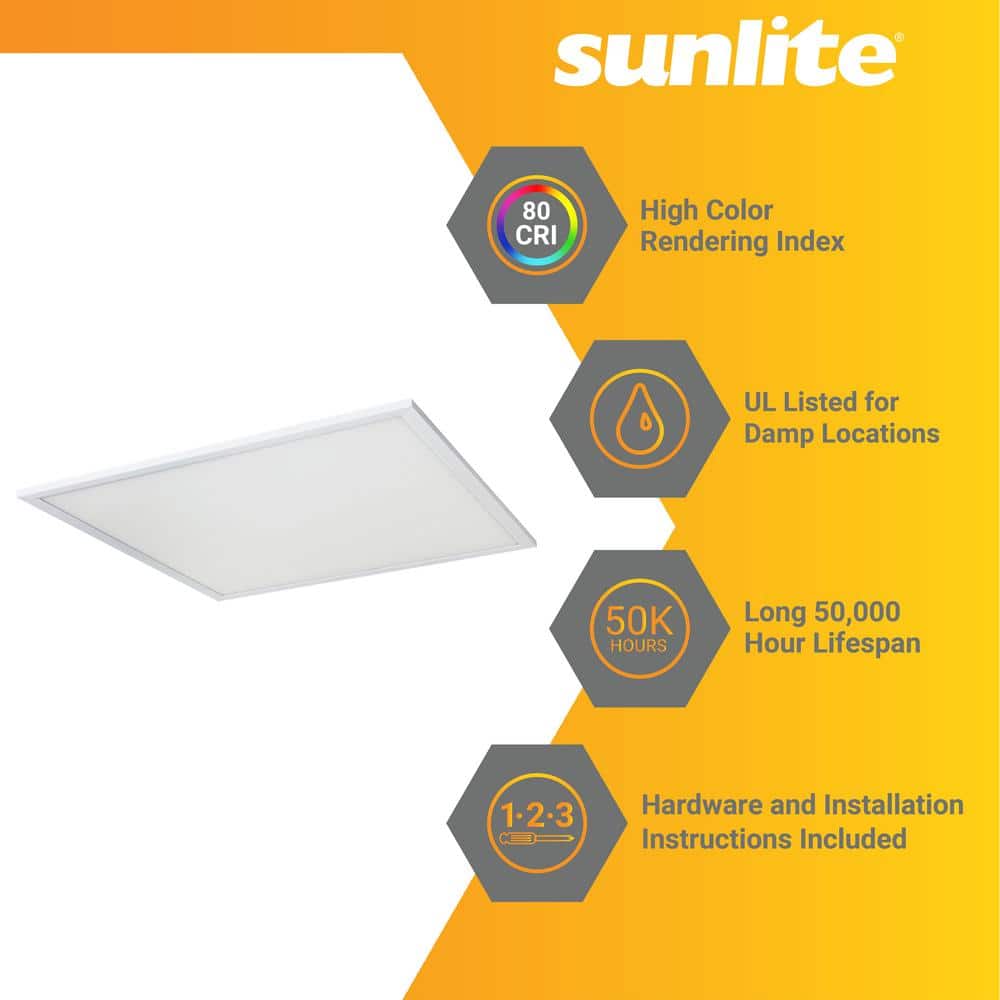 Sunlite 1 ft. x 1 ft. Dimmable 920 Lumens Integrated LED Panel Light, Selectable CCT 3000K 3500K 4000K 4500K 5000K