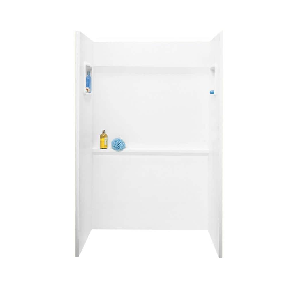 Swan 34 in. x 48 in. x 72 in. 3-Piece Direct-to-Stud Alcove Shower Surround in Bone