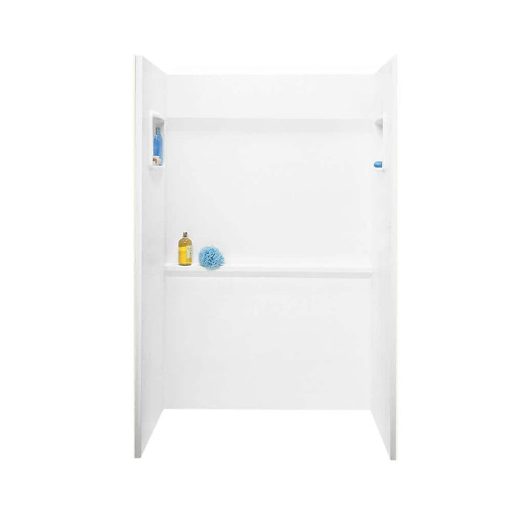 Swan 34 in. x 48 in. x 72 in. 3-Piece Direct-to-Stud Alcove Shower Surround in Bone