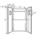 Swan 34 in. x 48 in. x 72 in. 3-Piece Direct-to-Stud Alcove Shower Surround in Bone