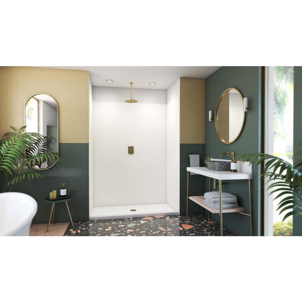 Swan 36 in. x 60 in. x 72 in. 3-Piece Easy Up Adhesive Alcove Shower Surround in White
