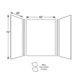 Swan 36 in. x 60 in. x 72 in. 3-Piece Easy Up Adhesive Alcove Shower Surround in White