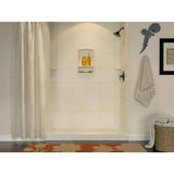 Swan 36 in. x 62 in. x 96 in. 3-Piece Solid Surface Square Tile Easy-Up Adhesive Alcove Shower Surround in White