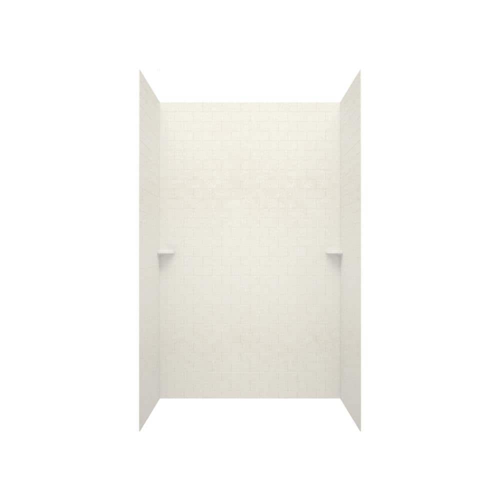 Swan 36 in. x 36 in. x 96 in. 3-Piece Solid Surface Subway Tile Easy Up Adhesive Alcove Shower Surround in White