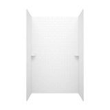 Swan 36 in. x 36 in. x 96 in. 3-Piece Solid Surface Subway Tile Easy Up Adhesive Alcove Shower Surround in White