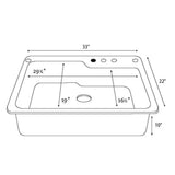 Swan Drop-In/Undermount Solid Surface 33 in. 1-Hole Single Bowl Kitchen Sink in White