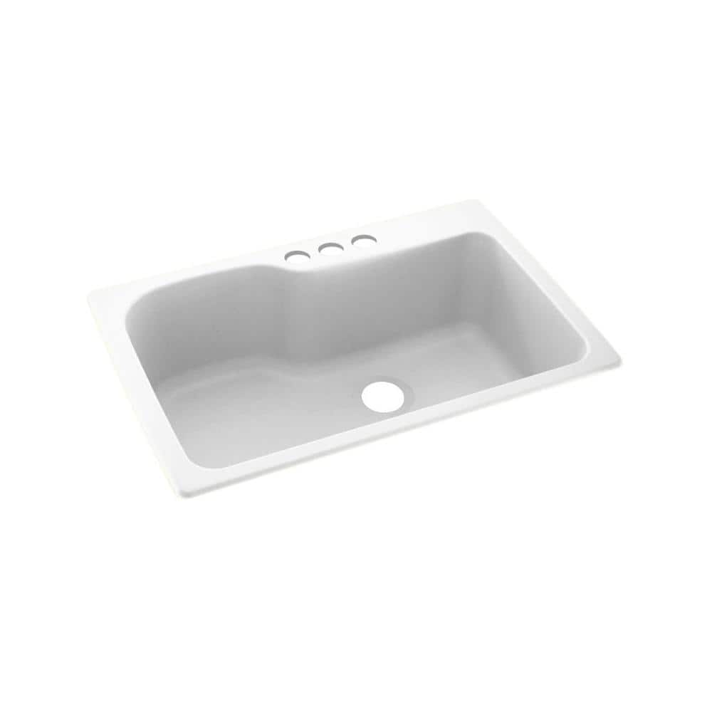 Swan KSSB-3322-010 33 x 22 Swanstone Single-Basin Dual-Mount Kitchen Sink, Multiple Colors