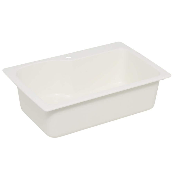 Swan Drop-In/Undermount Solid Surface 33 in. 1-Hole Single Bowl Kitchen Sink in White
