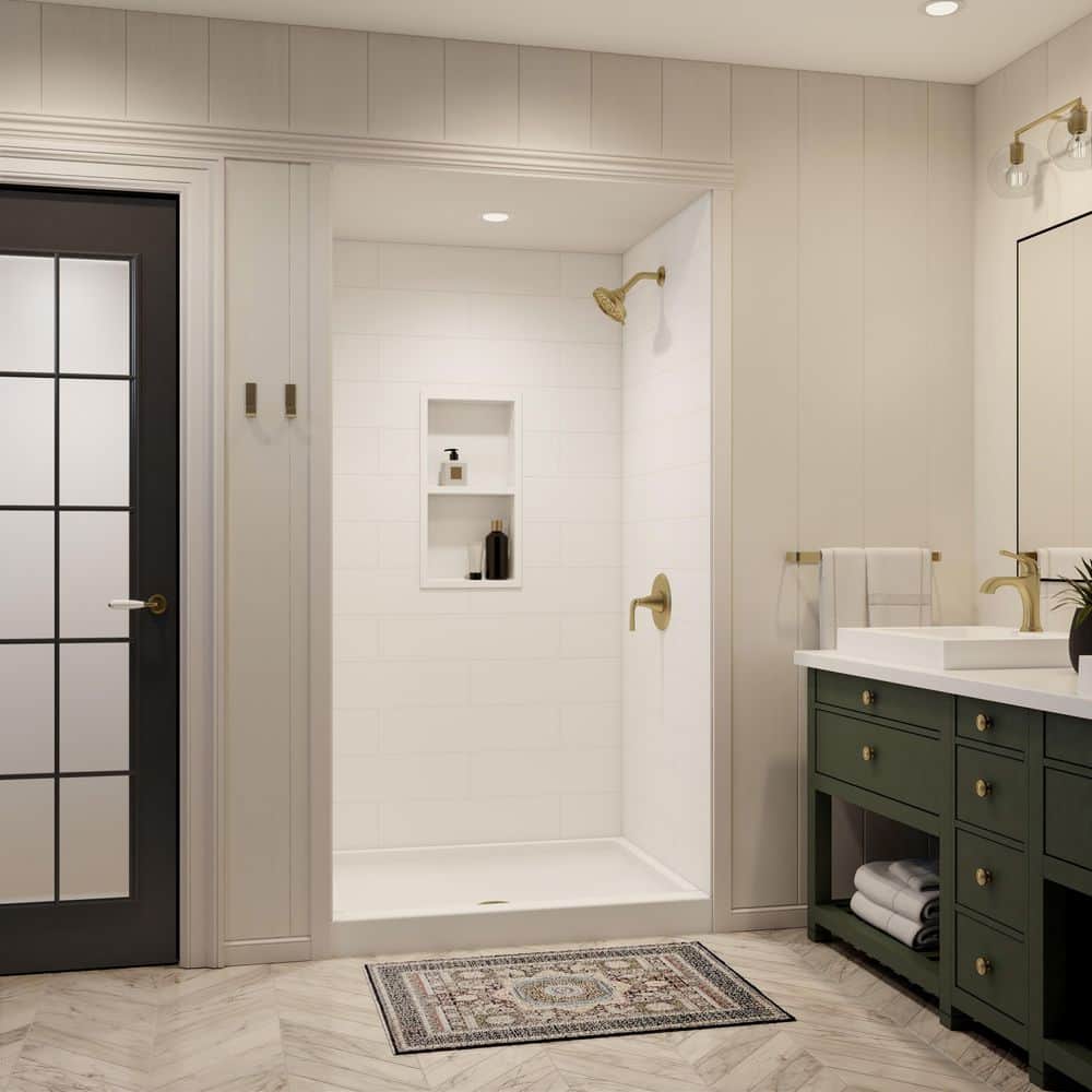 Swan Veritek 34 in. x 42 in. Single Threshold Center Drain Shower Pan in White
