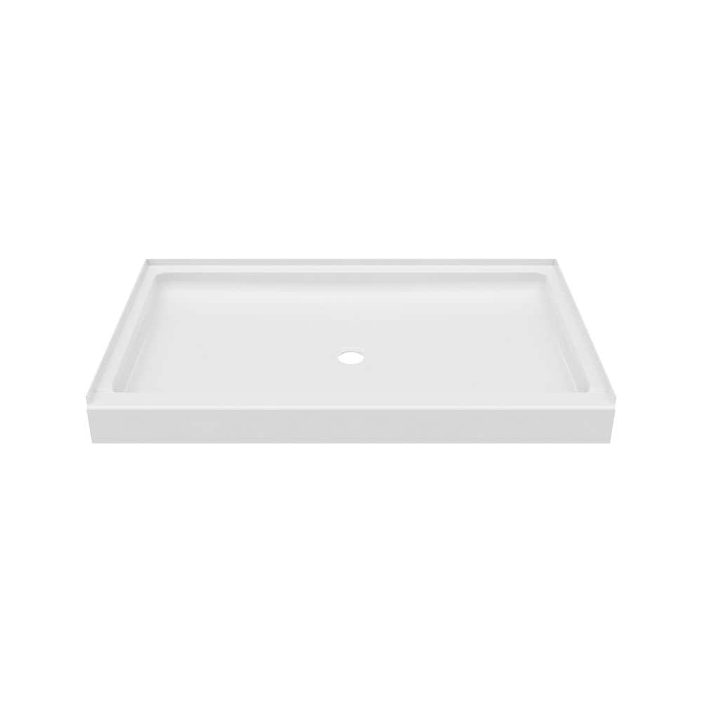 Veritek 34 in. x 54 in. Single Threshold Center Drain Shower Pan in White