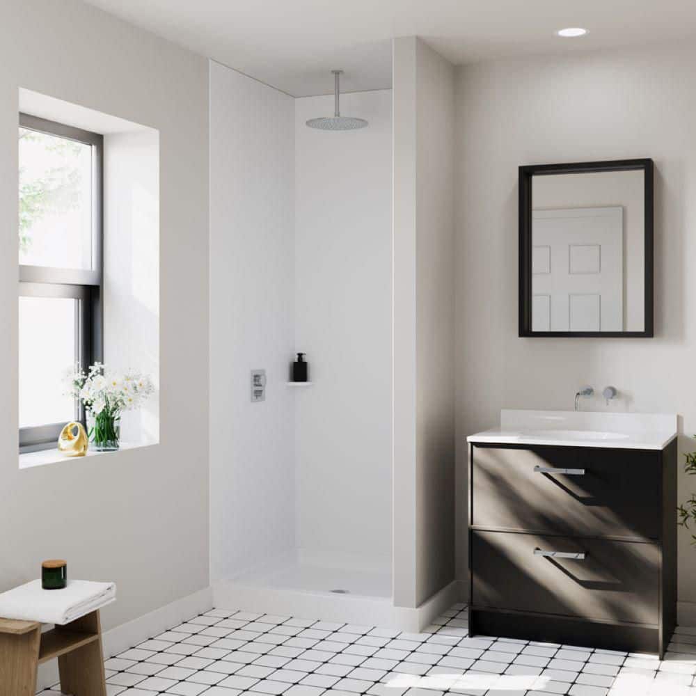 Swan Veritek 36 in. x 36 in. Single Threshold Shower Pan in White, Center Drain