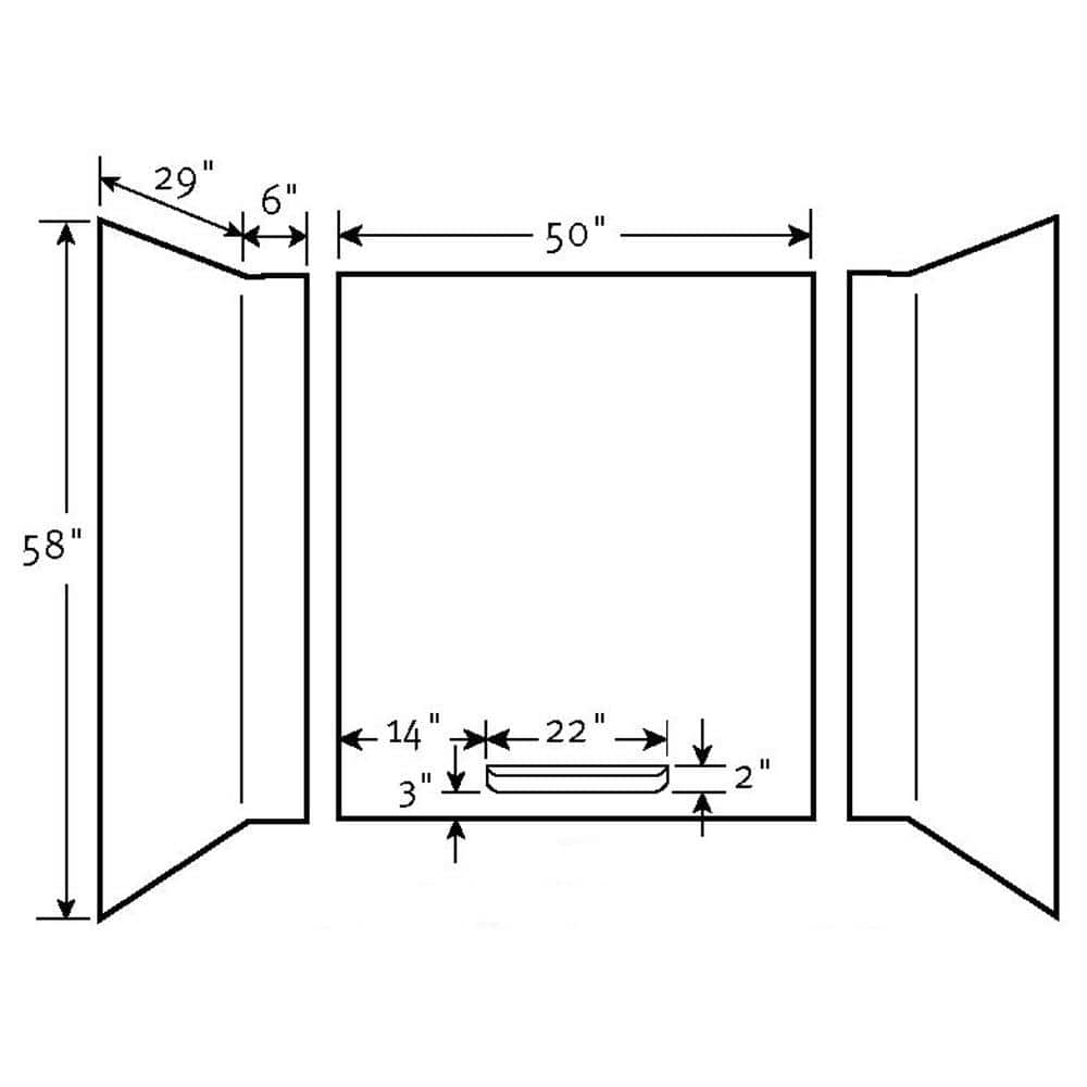 Swan 30 in. x 60 in. x 58 in. 3-Piece Easy Up Adhesive Alcove Tub Surround in White