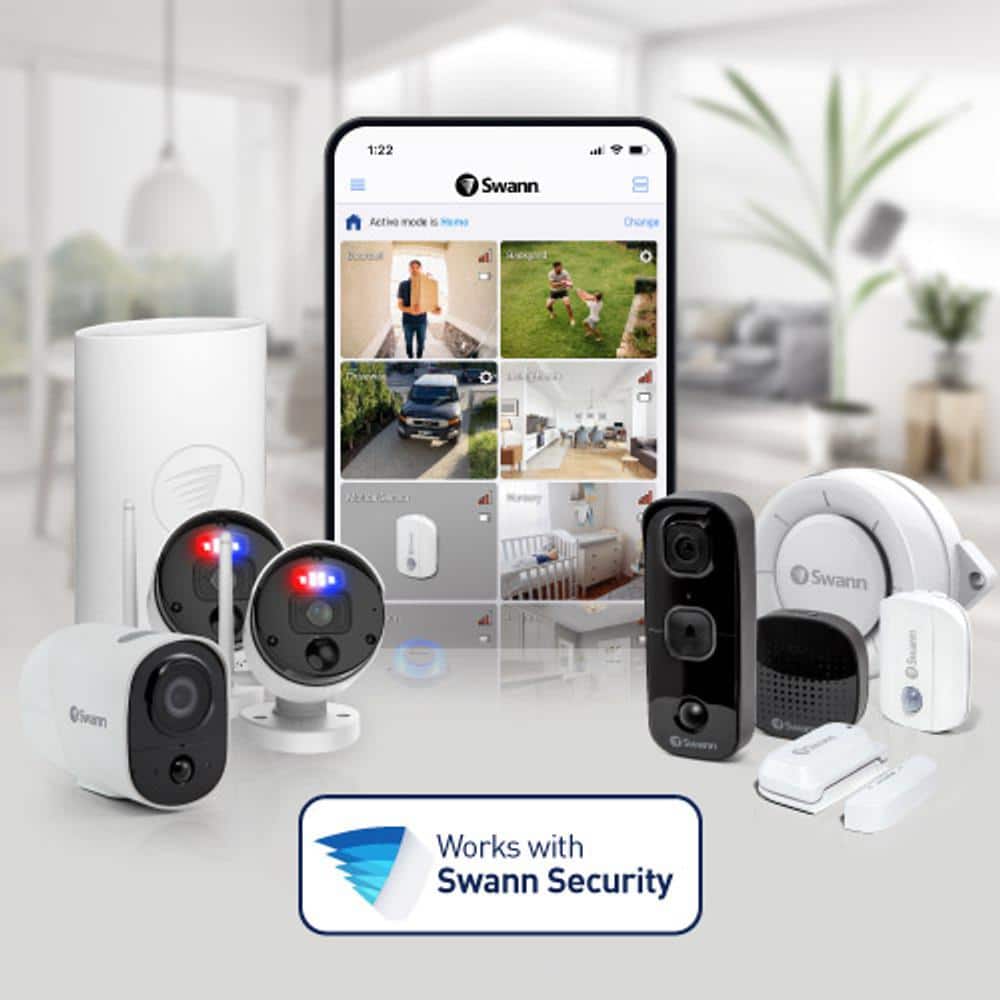 Swann Outdoor Floodlight 4K Wired Security Surveillance Camera with FREE Local Storage