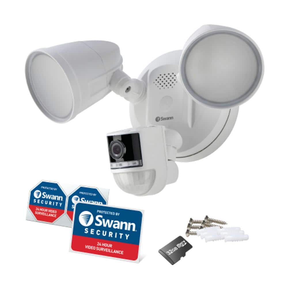 Swann Outdoor Floodlight 4K Wired Security Surveillance Camera with FREE Local Storage