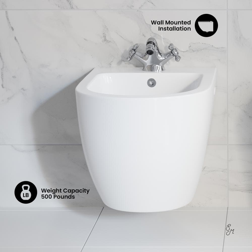 Swiss Madison St. Tropez Wall Hung Elongated Bidet in Glossy White