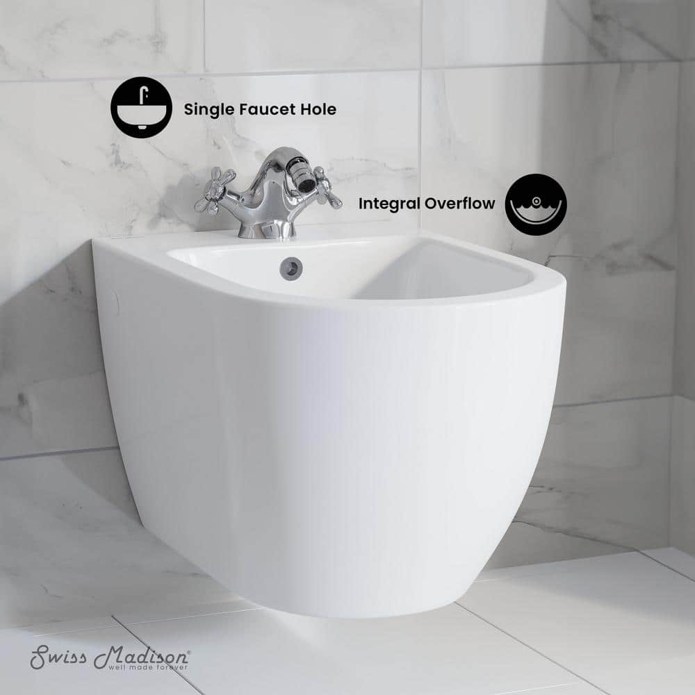 Swiss Madison St. Tropez Wall Hung Elongated Bidet in Glossy White