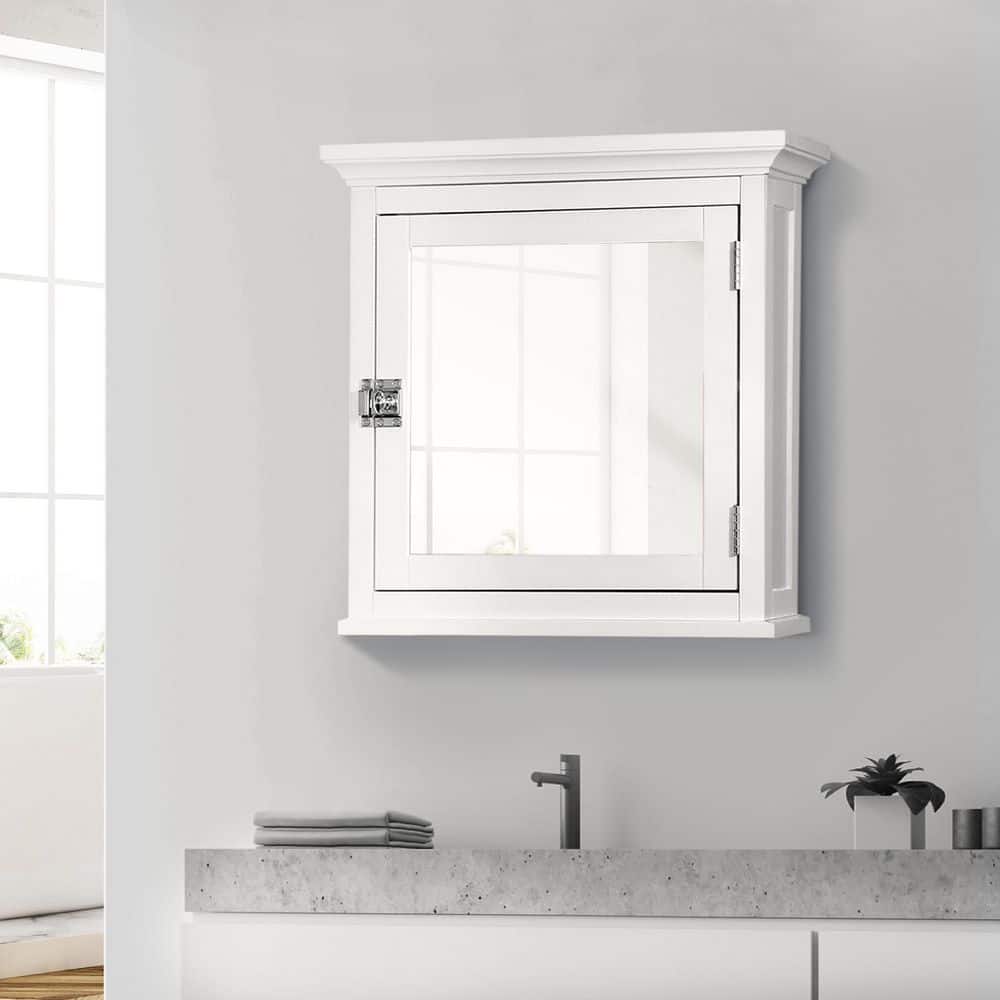Teamson Home Madison 20.24 in. W x 19 in. H x 7 in. D Removable Medicine Cabinet with Mirrored Door in White