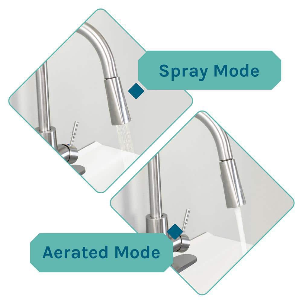 TEHILA Complete 23.5 in. x 22.875 in. White 19 Gal. Utility Sink Set with Stainless Steel Pull-Down Faucet