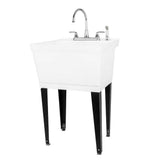 TEHILA Complete 22.875 in. x 23.5 in. White 19 Gal. Utility Sink Set with Chrome Faucet and Side Sprayer