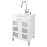 TEHILA Thermoplastic Freestanding Utility Sink with Stainless Faucet & White Cabinet