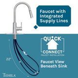 TEHILA Thermoplastic Freestanding Utility Sink with Stainless Faucet & White Cabinet