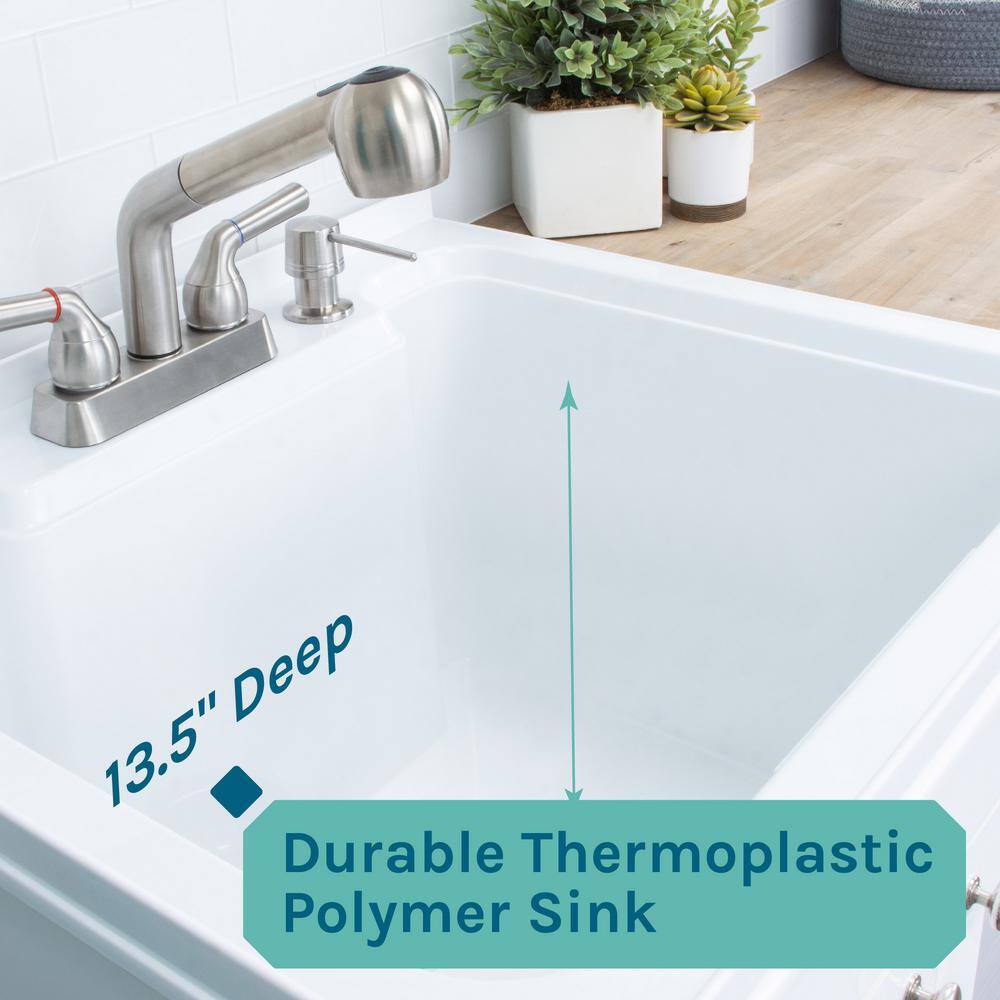 TEHILA 18 Gallon Thermoplastic Drop-in Laundry Sink with Stainless Faucet and Cabinet