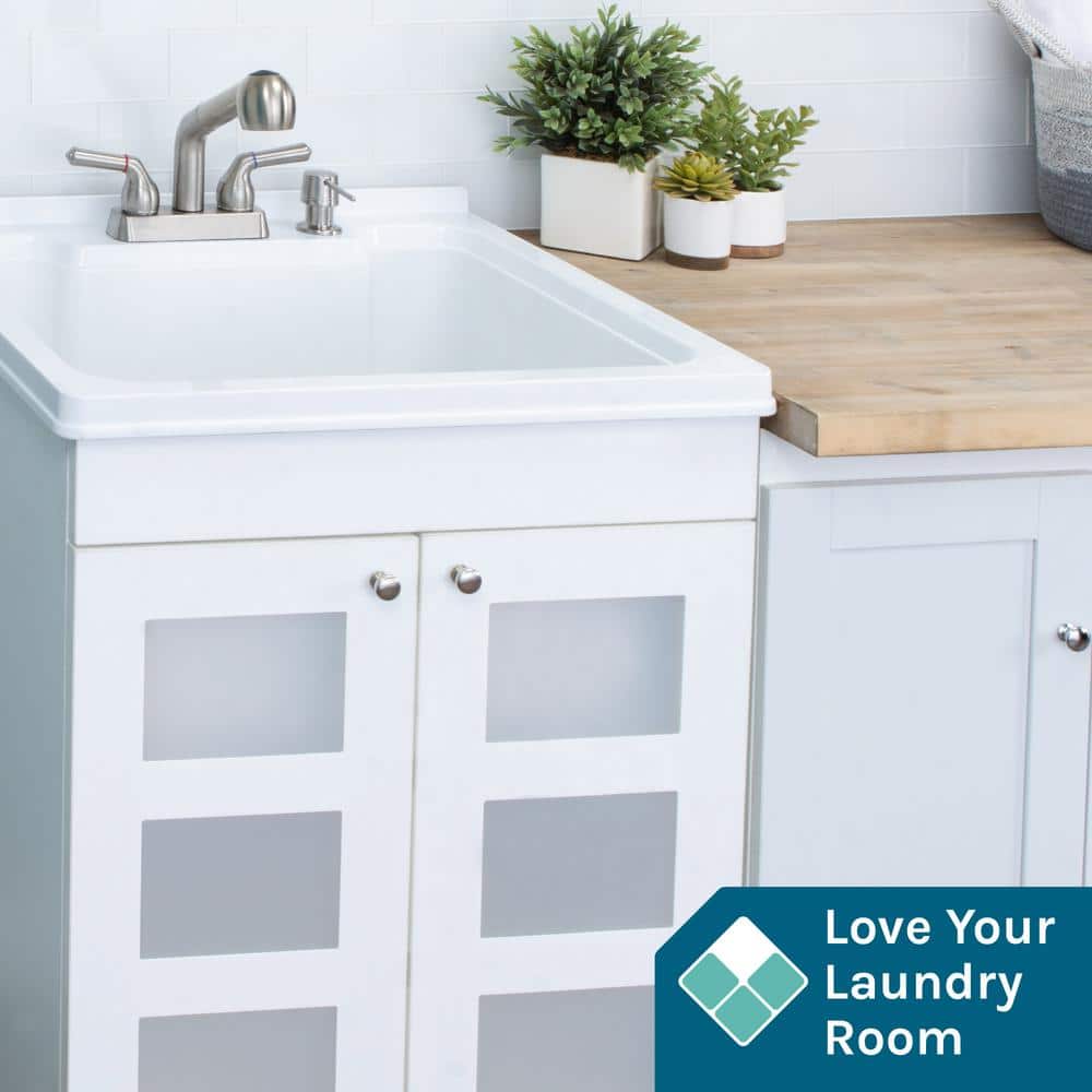 TEHILA 18 Gallon Thermoplastic Drop-in Laundry Sink with Stainless Faucet and Cabinet