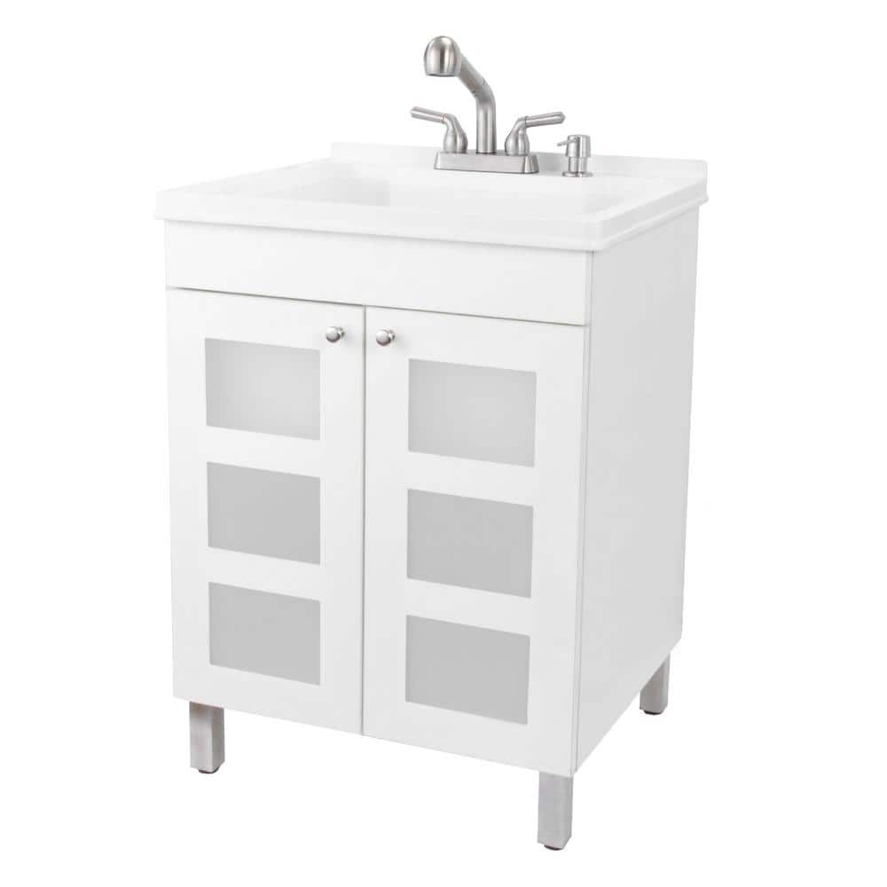 TEHILA 18 Gallon Thermoplastic Drop-in Laundry Sink with Stainless Faucet and Cabinet