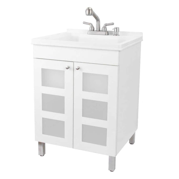 TEHILA 18 Gallon Thermoplastic Drop-in Laundry Sink with Stainless Faucet and Cabinet