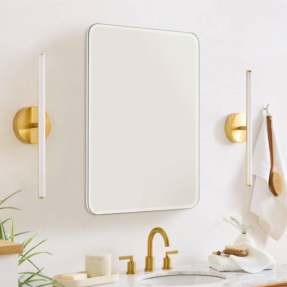 TEHOME Tomace 24 in. W x 30 in. H Rectangular Recess and Surface Mount Frameless Medicine Cabinet with Mirror