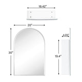 TEHOME Tomace 20 in. W x 30 in. H Arched Recess and Surface Mount Frameless Medicine Cabinet with Mirror