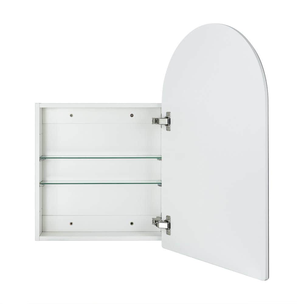 TEHOME Tomace 20 in. W x 30 in. H Arched Recess and Surface Mount Frameless Medicine Cabinet with Mirror