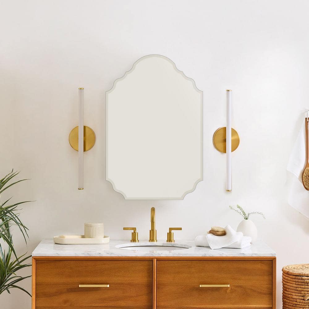 TEHOME Tomace 20 in. W x 30 in. H Novelty/Specialty Irregular Arched Metal Beveled Frameless Medicine Cabinet with Mirror