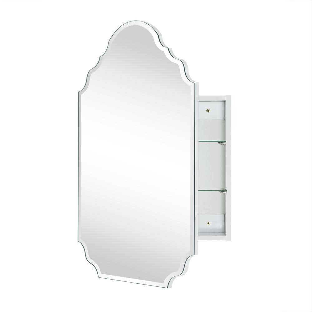 TEHOME Tomace 20 in. W x 30 in. H Novelty/Specialty Irregular Arched Metal Beveled Frameless Medicine Cabinet with Mirror